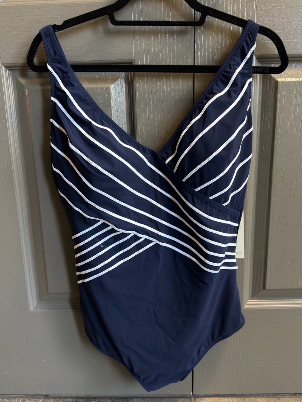 Gottex Navy and White Striped One-Piece Swimsuit